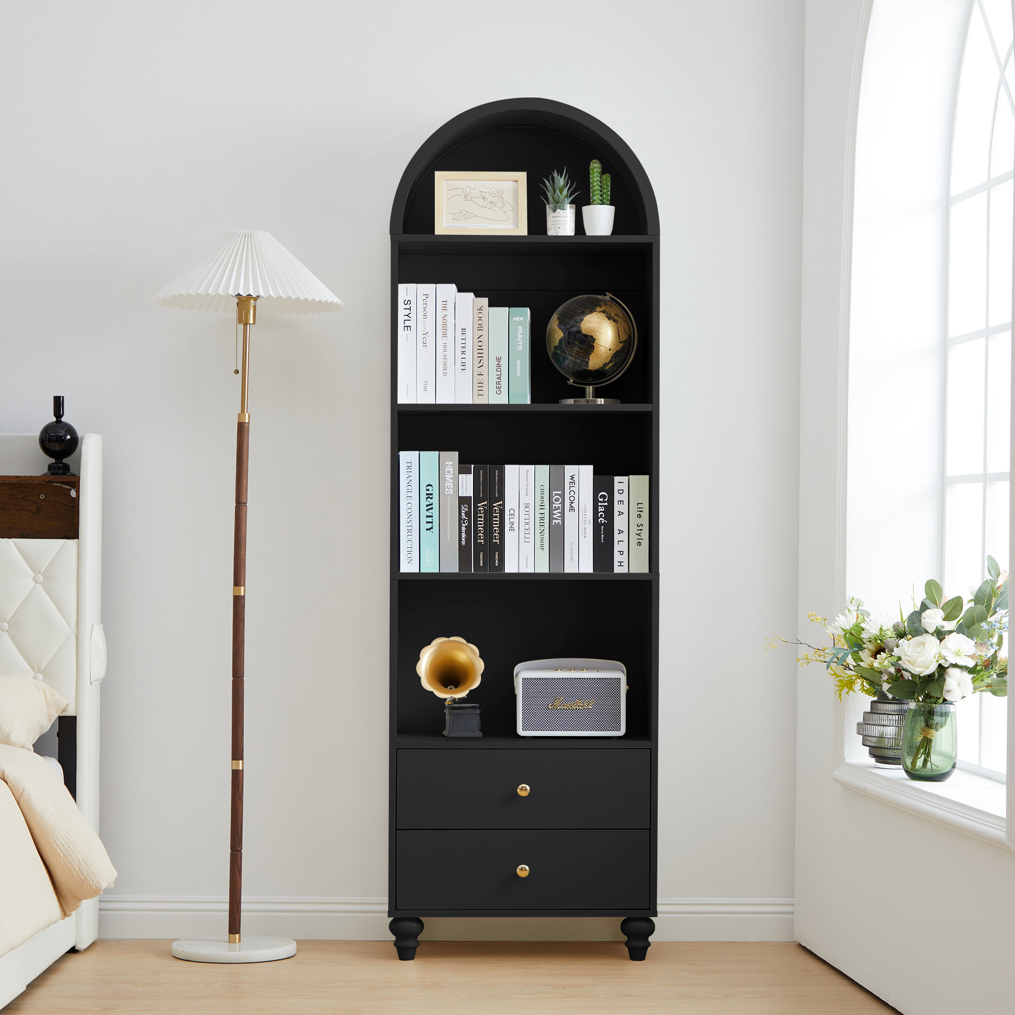 Alcott Hill® Arched Standard Storage Bookcase & Reviews | Wayfair