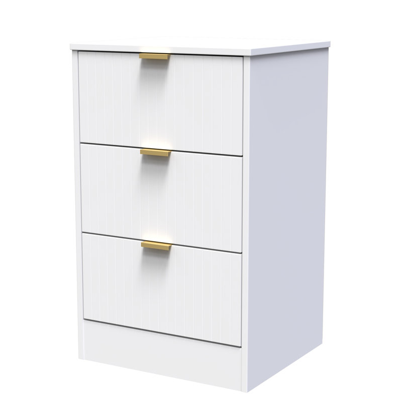Atsumi 45cm W Manufactured Wood Bedside Table, White Matt