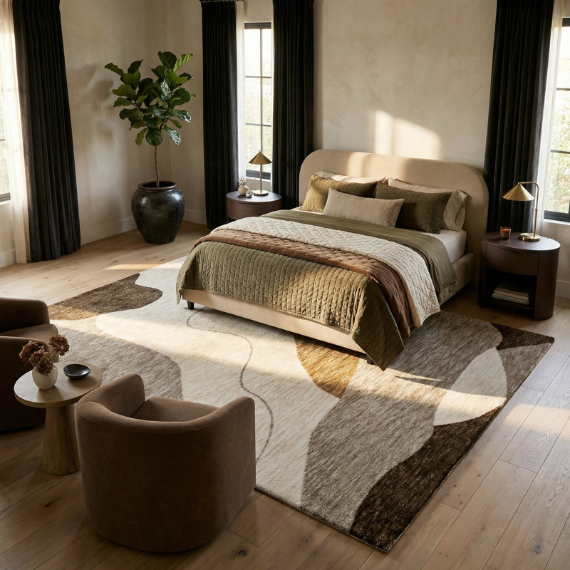 Rug Branch Eira 8' x 11' (7'10" x 10'10") Beige/Brown Abstract Indoor Area Rug, Comtemporary, Medium Pile, Stain-Resistant Carpet - Living Room, Bedroom, Dining Room, and Kitchen