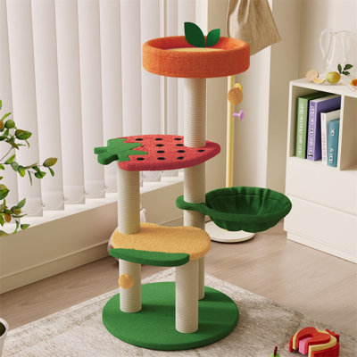 Fruit World Cat Tree for Indoors, Cat Tower for Large Cats with Scratching Posts, Modern Cat Tree