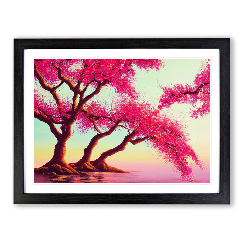 Soulful Cherry Blossom Trees - Framed Print, Black, 46cm H x 64cm W x 2cm D