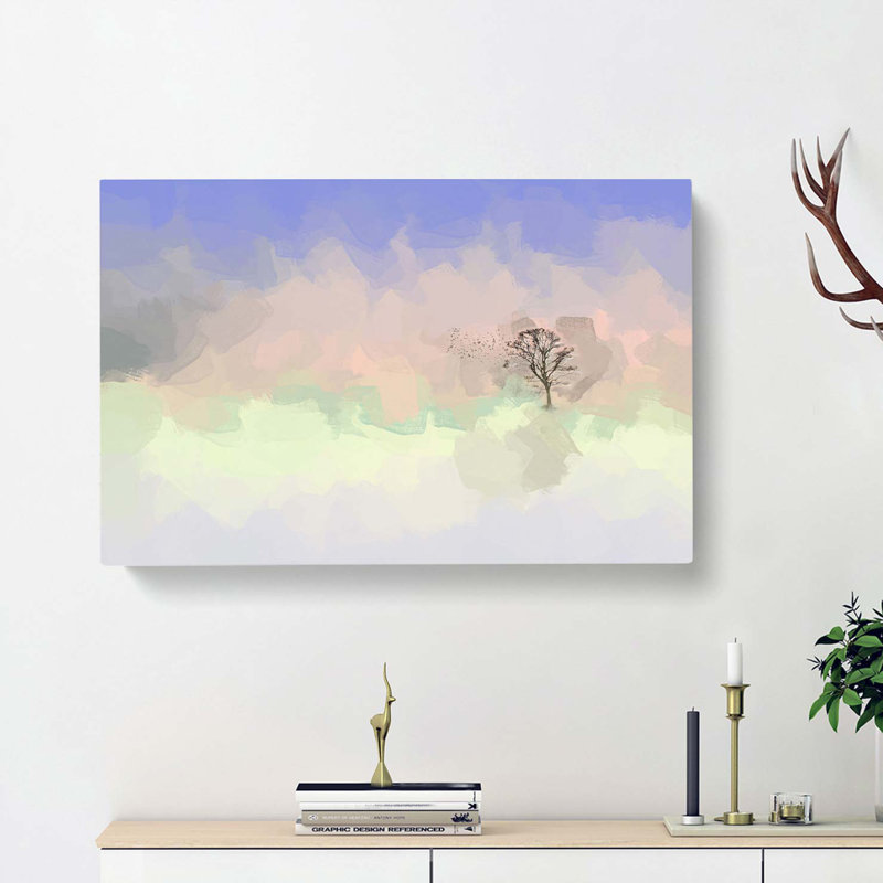 Flock Of Birds Leaving The Tree In Abstract - Wrapped Canvas Painting, 35cm H x 50cm W x 3cm D