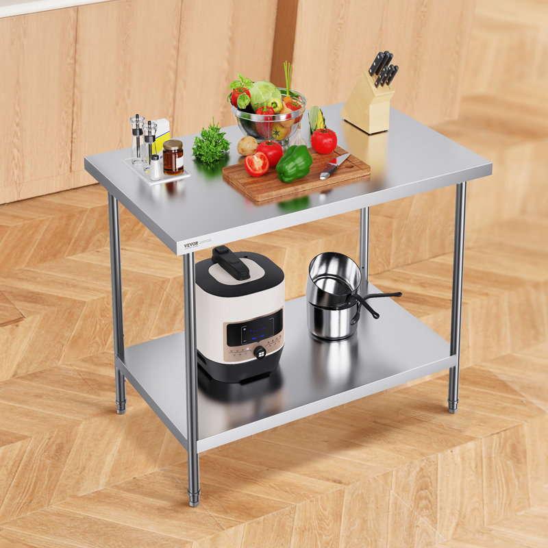 VEVOR 34'' H Stainless Steel Adjustable Kitchen Work Table