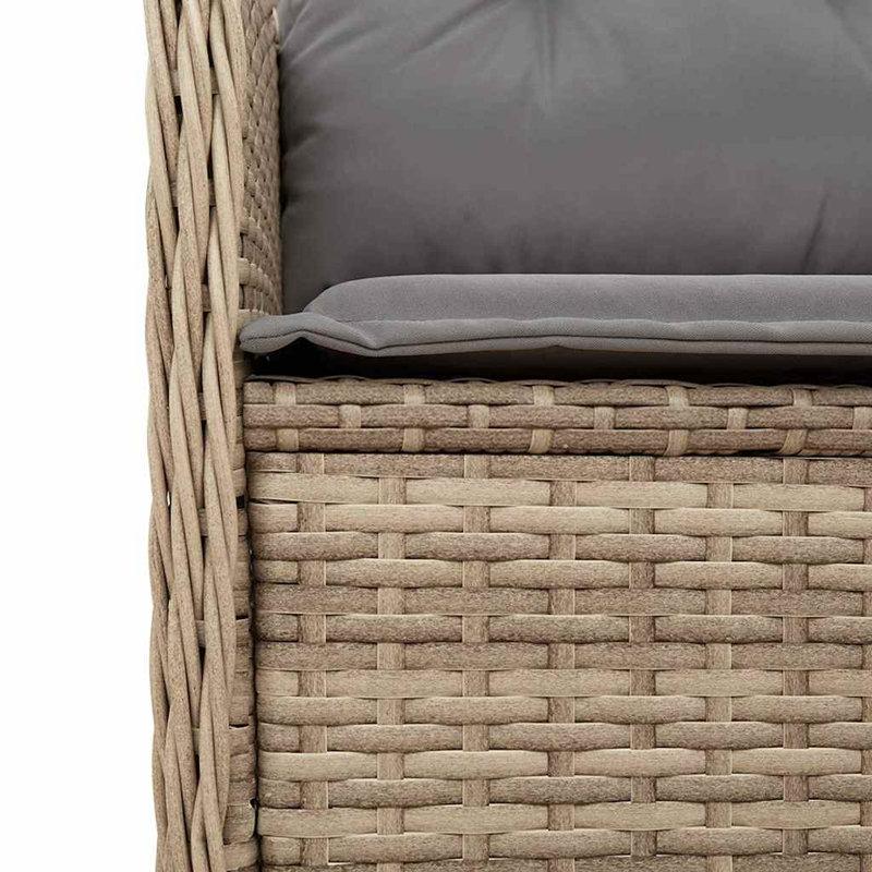 Poly Rattan Outdoor Bench, Grey, Beige
