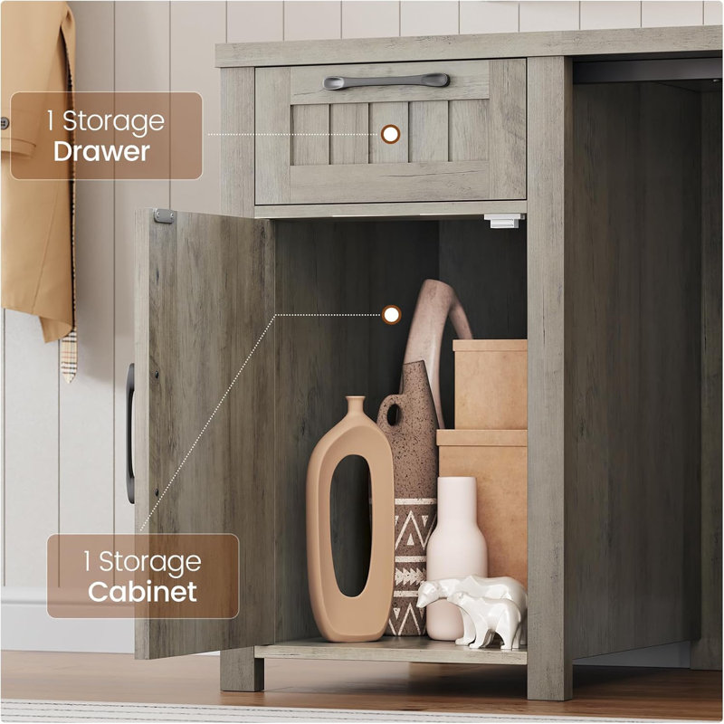 Farmhouse L Shaped Desk with 3 Drawers & Storage