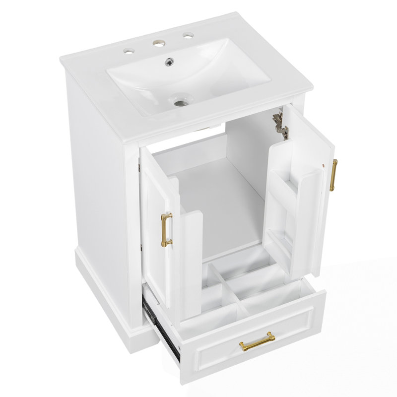 Meuble-lavabo 24 po avec lavabo, Blanc, 24"