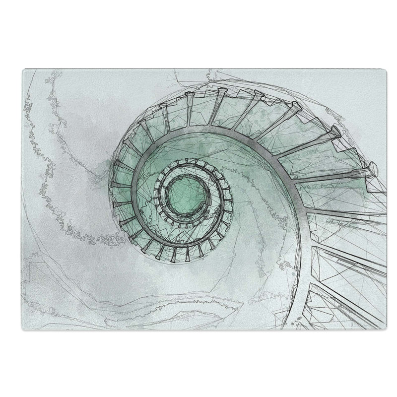Glass Lighthouse Spiral Staircase in Abstract Chopping Board, 39 cm W x 28.5 cm L