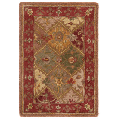 Geno Hand Tufted Wool/Cotton/Latex Oriental Rug in Red/Yellow/Green