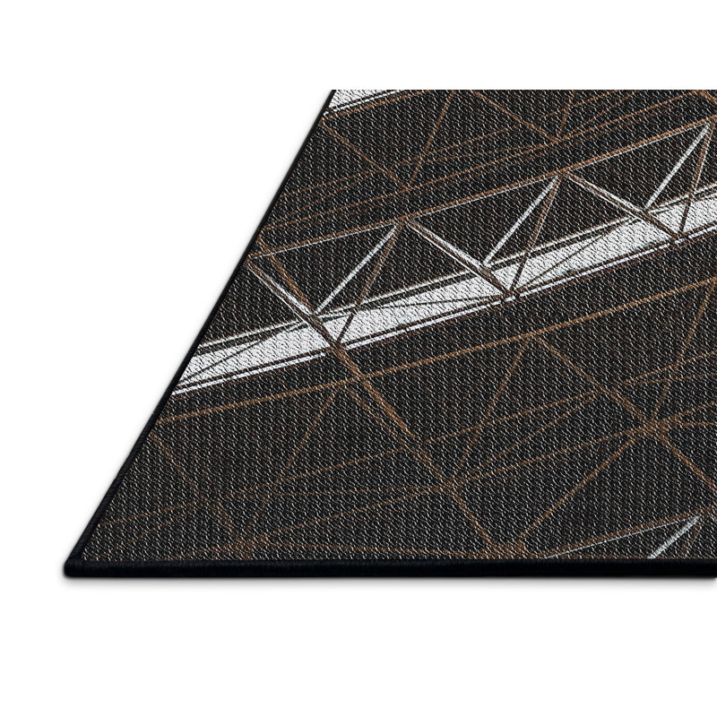 Tapis noir à motifs géométriques, Rectangle 5 pi x 7 pi