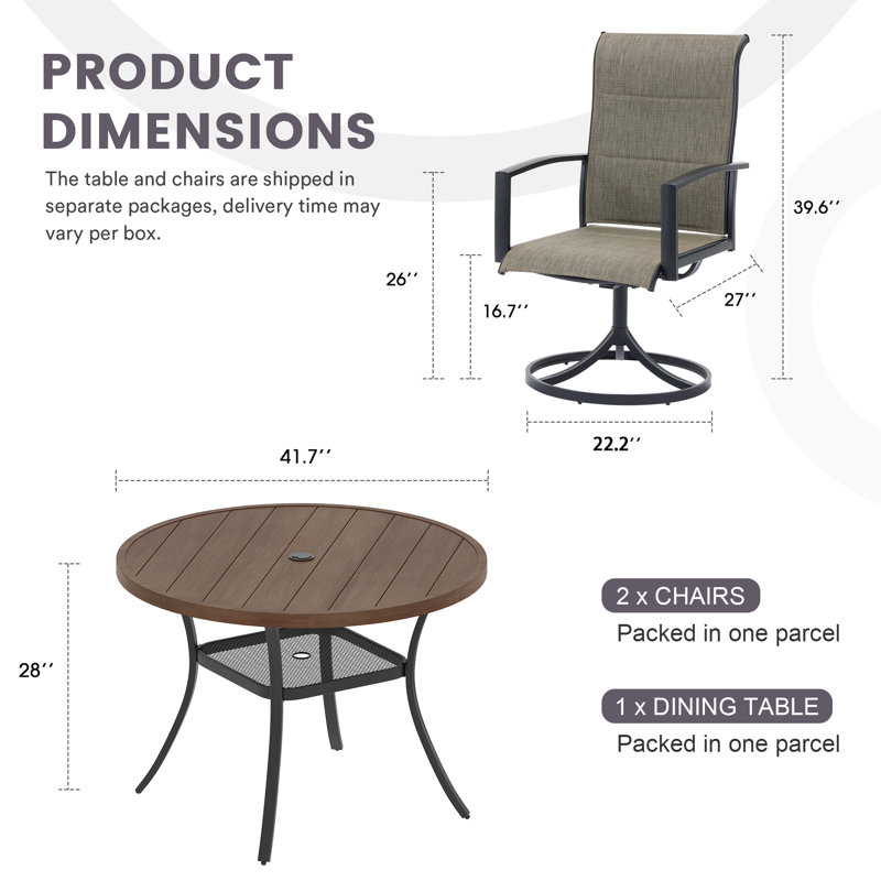 ensemble repas de patio, Brun