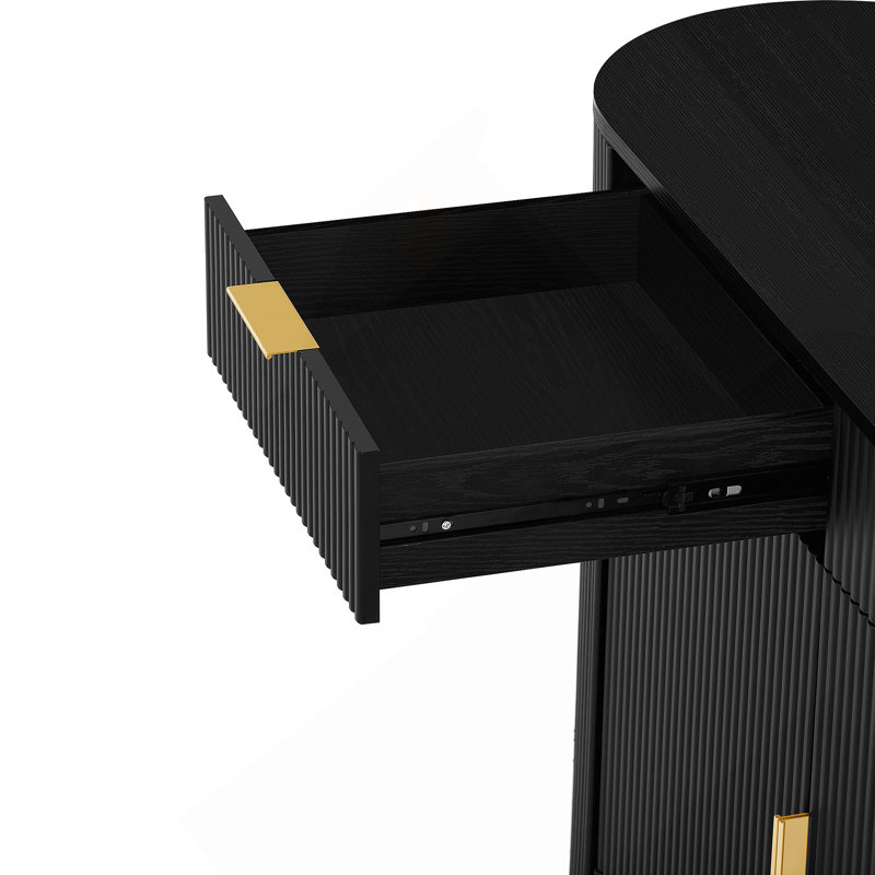 Armoire de rangement moderne avec 2 portes et 2 tiroirs, armoire buffet, armoire d'appoint, Noir