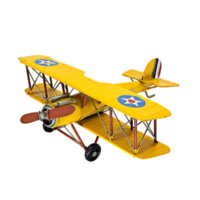 Vintage Biplane Metal Model