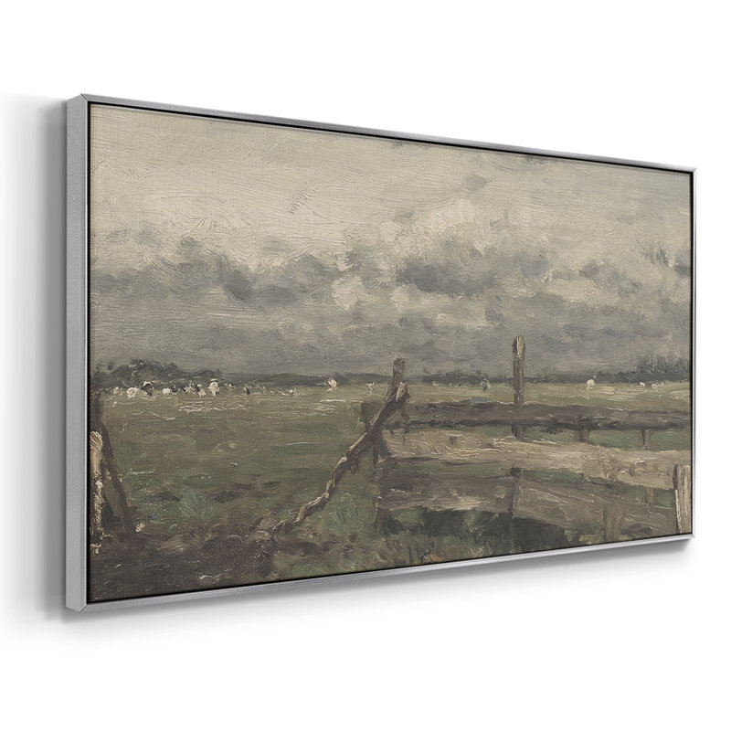 «Landscape Series» - CD XXXV - Toile tendue avec châssis encadré - Prêt à être accroché, Argent argent, H 17 po x l 33 po
