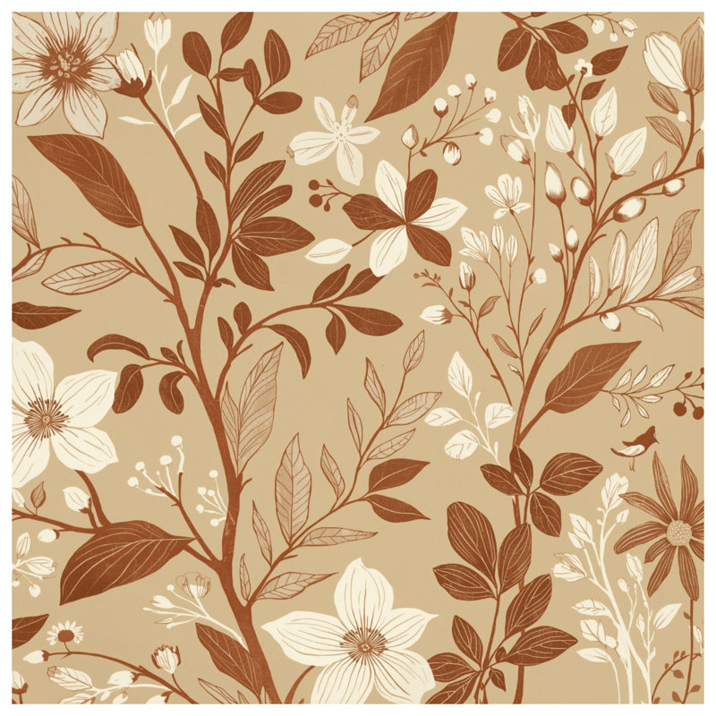 Couvre-lit matelassé beige à motif floral, Très grand lit