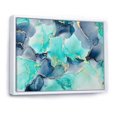 Turquoise de luxe abstrait, art fluide IV - peinture sur toile