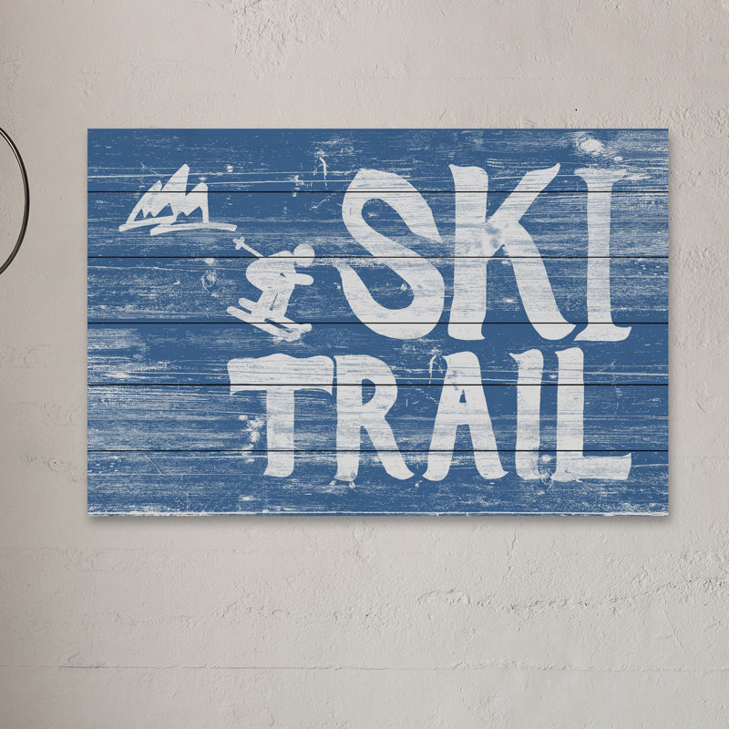 Piste de ski-impression d’art textuel sur bois, 16 po x 24 po