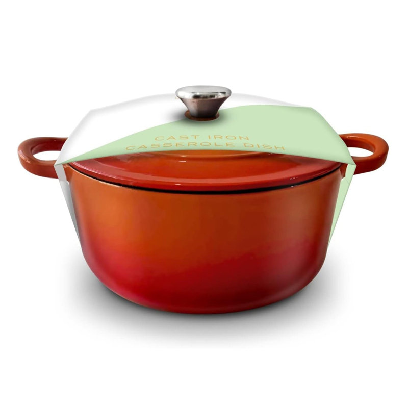 Cast Iron Casserole Dish - 3L, Orange