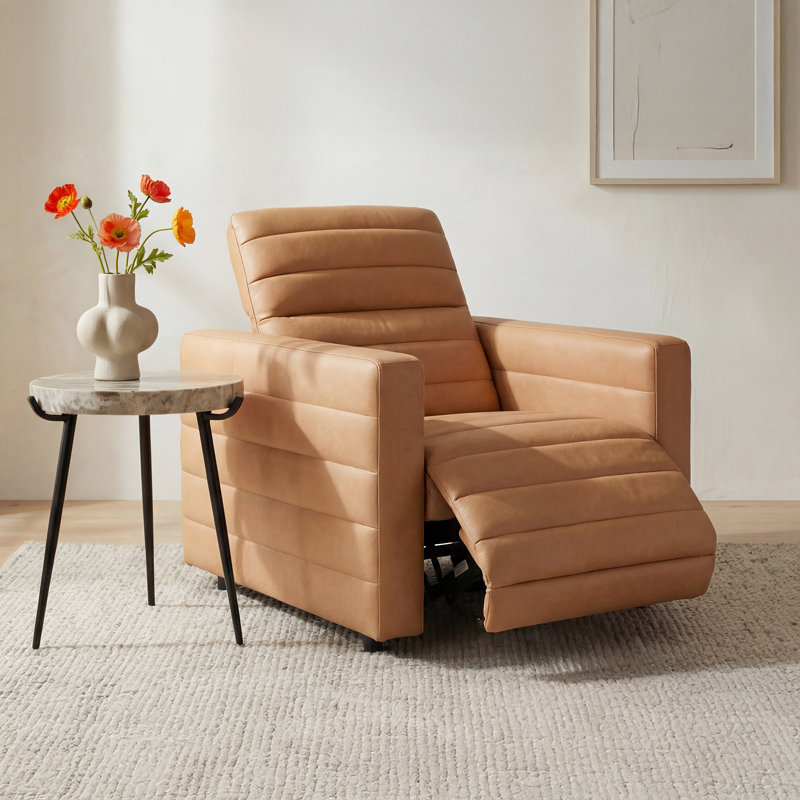 Fauteuil inclinable électrique Waldo blanc cassé, Tanné