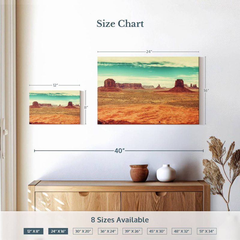 Panoramic Monument Valley Desert, 16" H x 24" W