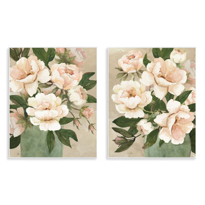Ensemble de 2 plaques murales Chic Blush Pe pivoines, design par Nan