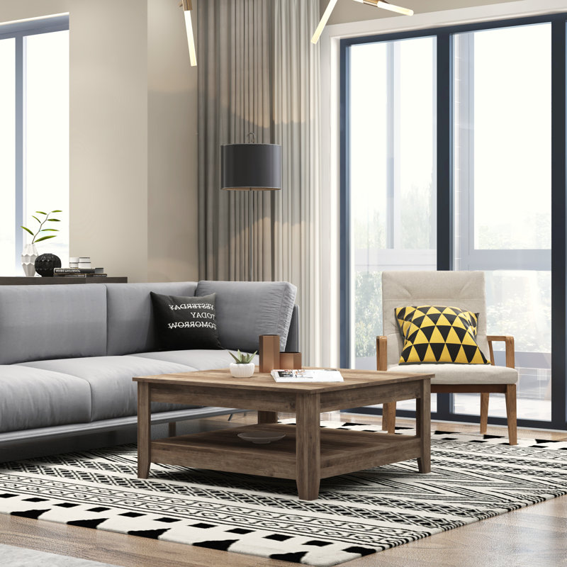 Weddel Basilico Coffee Table with Storage, Knotty Oak