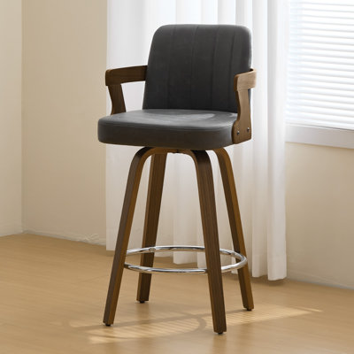 Upholstered Swivel Counter & Bar Stool With Armrest