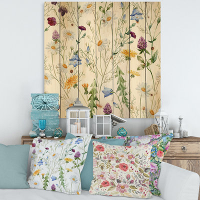Camomille et Clover Bell III - impression traditionnelle sur bois de pin naturel