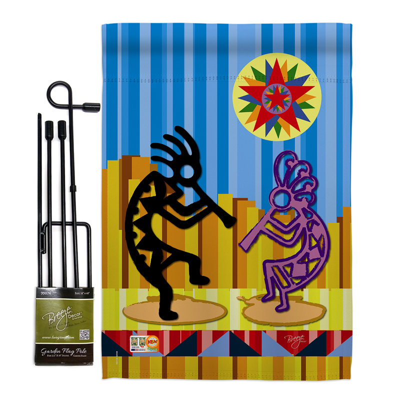 Kokopelli de 2 côtés en polyester 18,5 x 13 po de rêve de rêve ensemble de drapeau