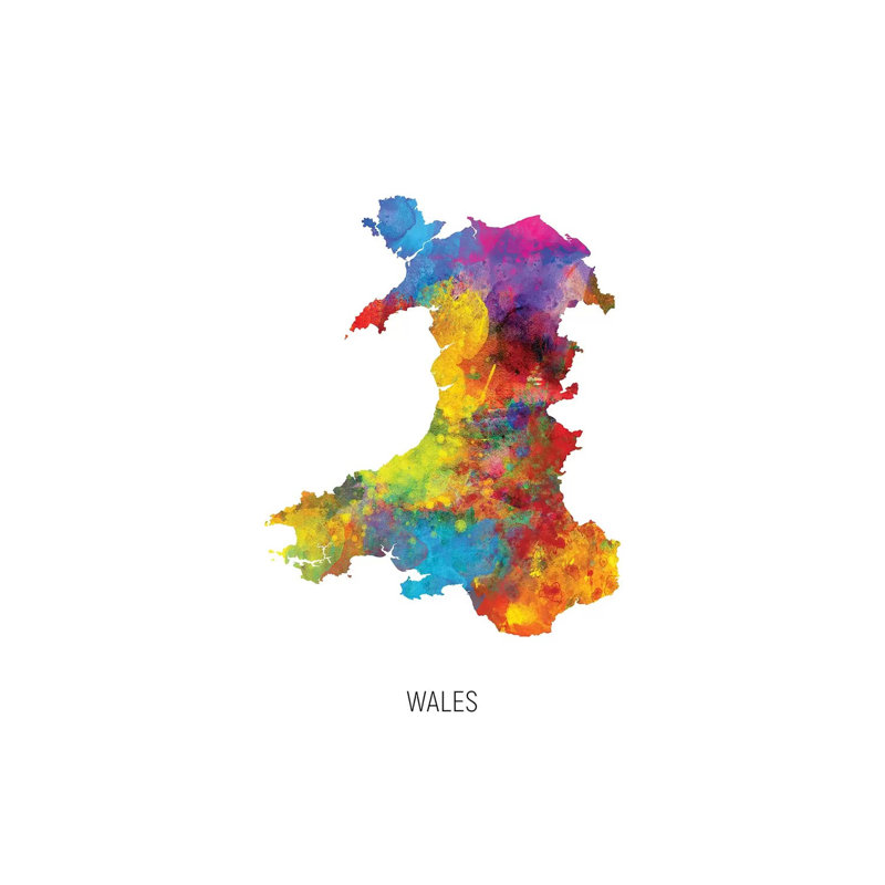 Wales Map by Michael Tompsett - Wrapped Canvas Print, 20.32 cm H x 30.48 cm W