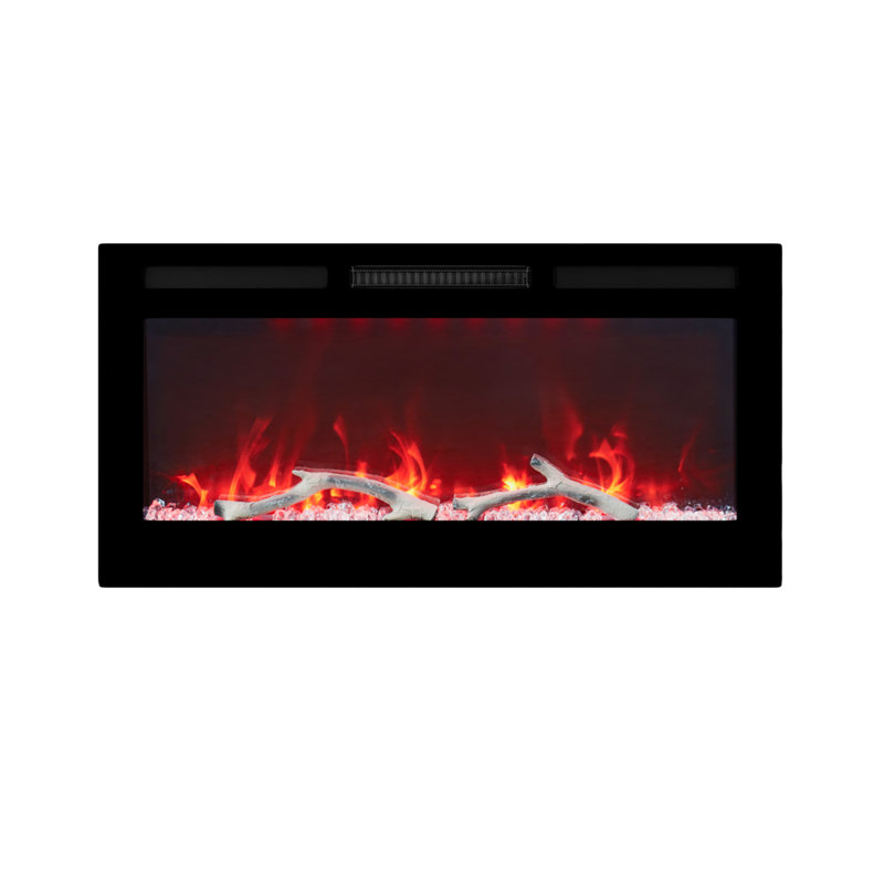 Hwang Wall Mounted/Recessed-in Ultra-Thin Electric Fireplace, 18" H x 36" W x 4.45" D