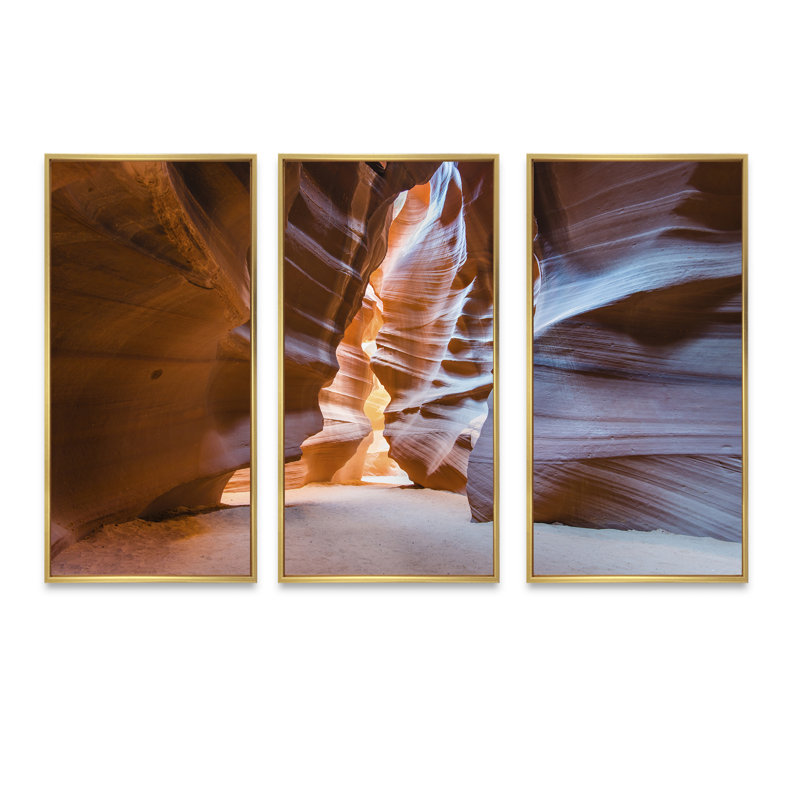 «Antelope Canyon Glow Inside», ensemble d'art mural sur toile encadré paysage, H 28 po x l 36 po x P 1 po, Or