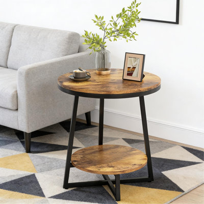 Modern Side Table,Rustic End Table,Round Coffee Table