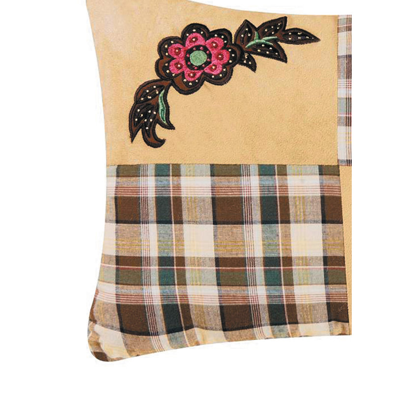 Rustic Damask Patch Pieced Throw Pillow