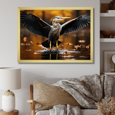 " Yellow Black Heron Elegance Unveiled "
