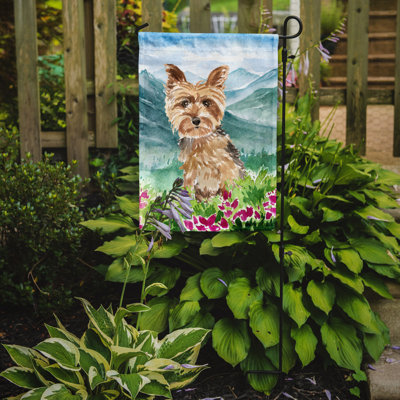Yorkshire terrier yorkie à 2 côtés en polyester 15 x 11,5 po mountain fleurs drapeau de jardin