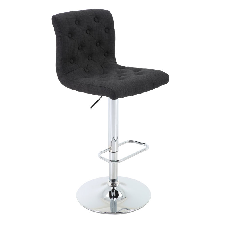 Juddson Swivel Adjustable Height Bar Stool, Charcoal, 1, Silver