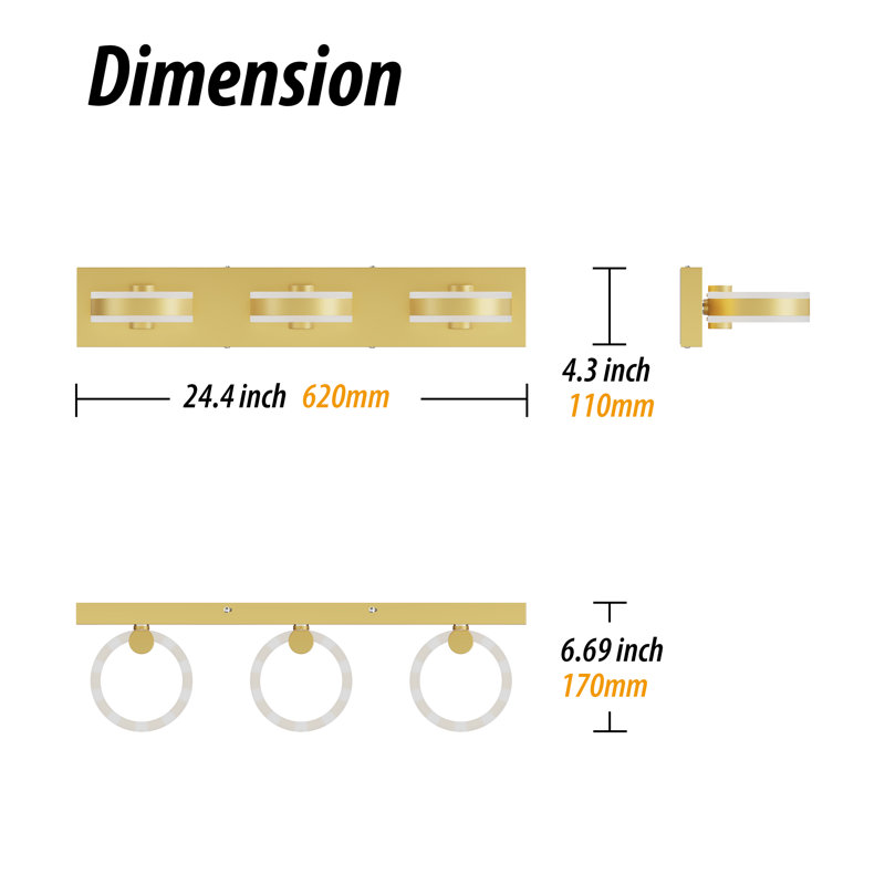 Ghian Dimmable LED Vanity Light, Gold