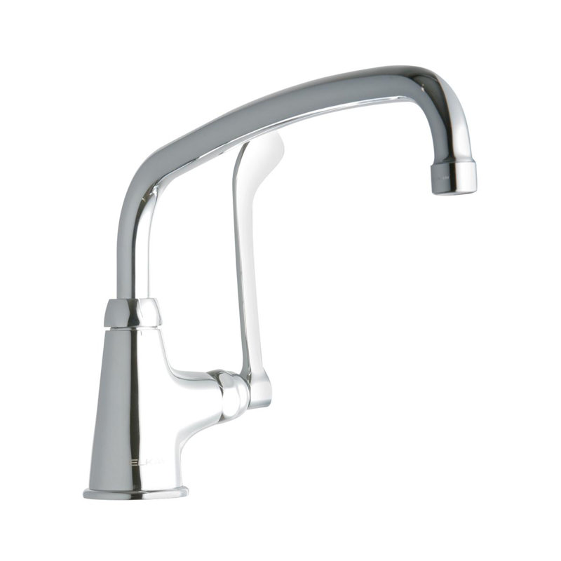 Robinet à un trou avec robinet de contrôle simple avec bec en arc 12 po et poignée de poignet de 6 po chromée