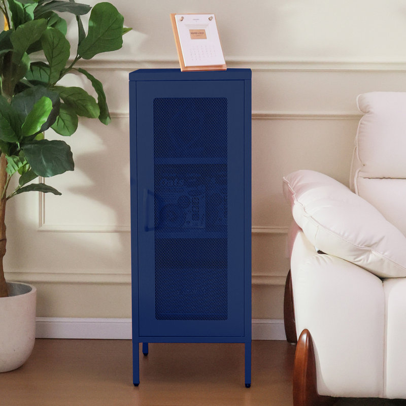 Armoire d'appoint en métal Mully, Bleu