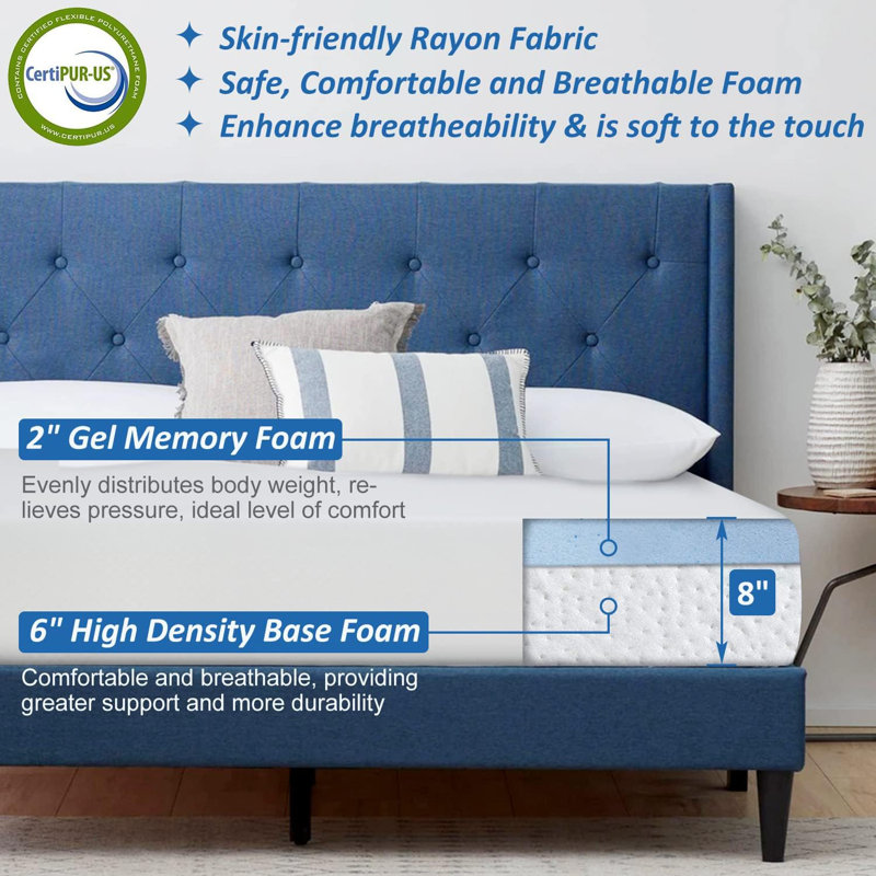 Denelle 8'' Medium Gel Memory Foam Mattress