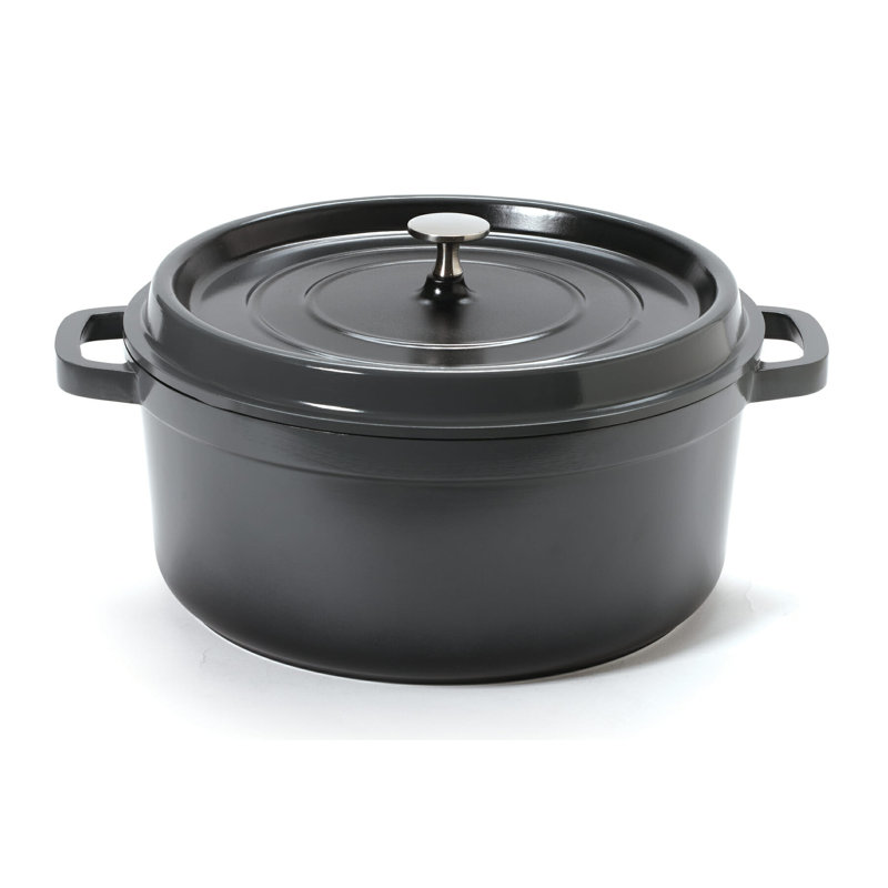 GET Cocotte en fonte d'aluminium antiadhésive ronde avec couvercle écoénergétique, 6,5 pte, gris