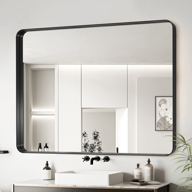 Aluminium Frame Bathroom Mirror, 40" x 36", Black
