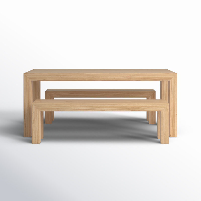 Linzy 6-Person Pine Solid Wood Dining Set, Blonde Wirebrush