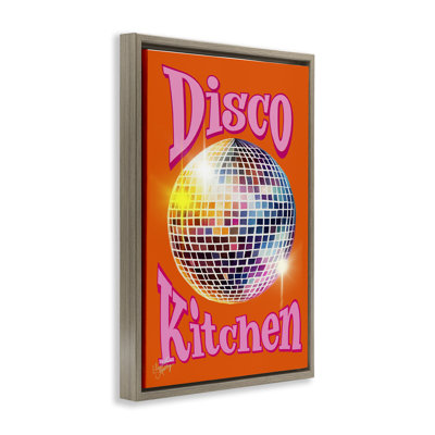 Toile flottante encadrée Groovy Disco Kitchen par Elizabeth Medley