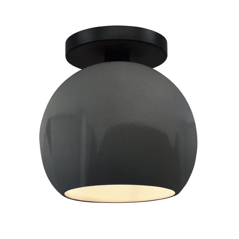 Plafonnier semi-encastré Radiance, H 9 po x l 10 po x P 10 po, Gris brillant, Noir mat
