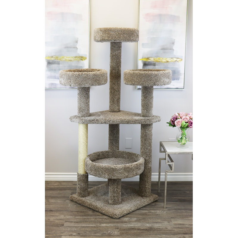 Maine Coon 61 " H Cat Scratching Post, Gray/Beige/Taupe