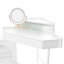 Bureau de coiffeuse de coin avec miroir et lumières à DEL, ensemble de coiffeuse moderne avec miroir et tabouret, coiffeuse avec grand rangement pour petite place, miroir pliable réglable