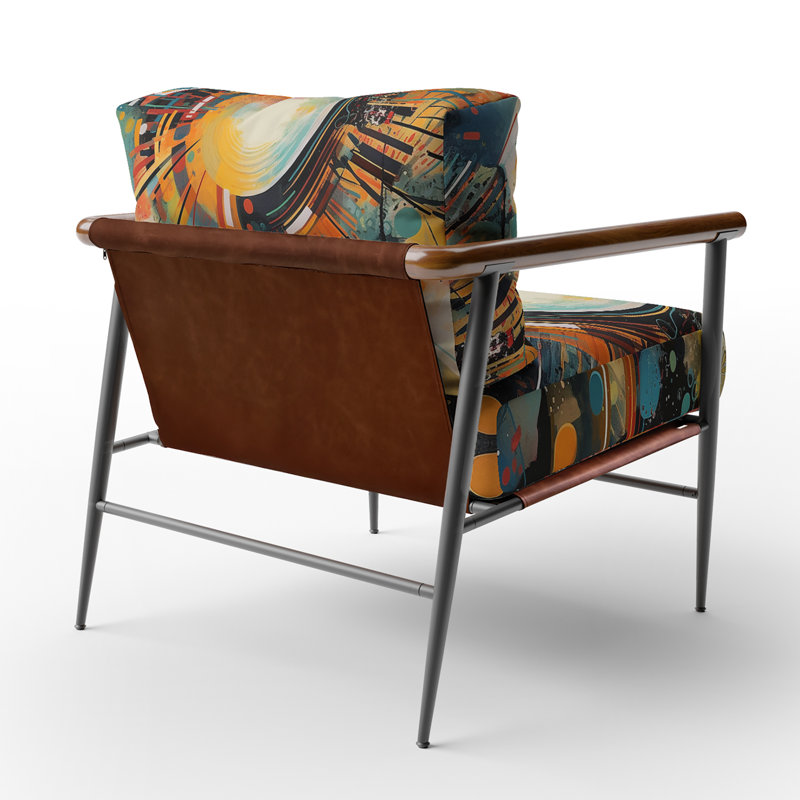 Fauteuil d'appoint rembourré abstrait orange Orange Vibe, Noir
