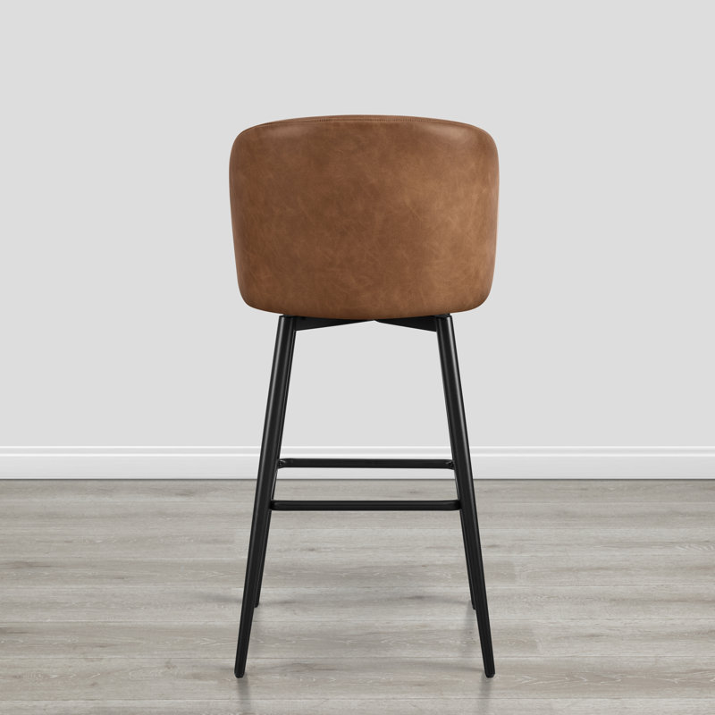 Tabouret de bar et de bar Benedit, Tabouret de bar (siège d'une hauteur de 30 po), Similicuir brun cognac