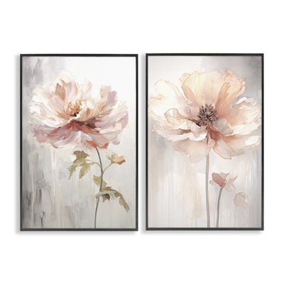  Soft Pink Budding Flowers 2 PC Giclee Art Set by Raymond Powers